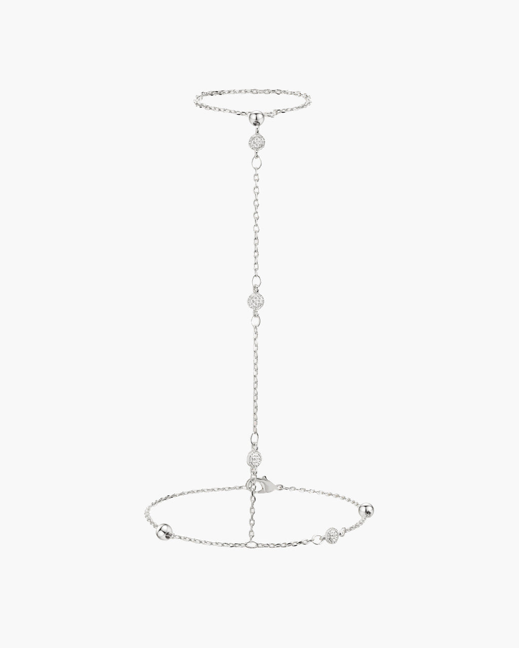 Hojas Coin Hand Chain Bracelet in Silver