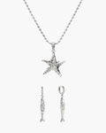 Anchovy Earrings & Starfish Necklace Set in Silver