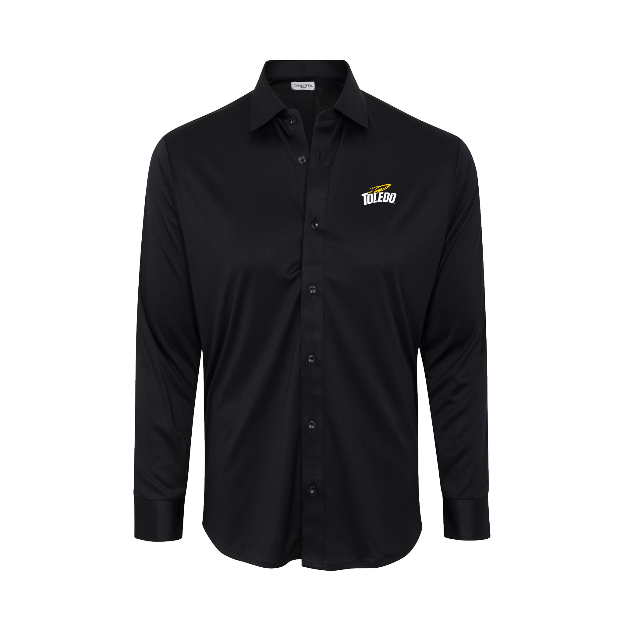 Toledo Quattro Flex Dress Shirt with Semi-Spread Collar Black