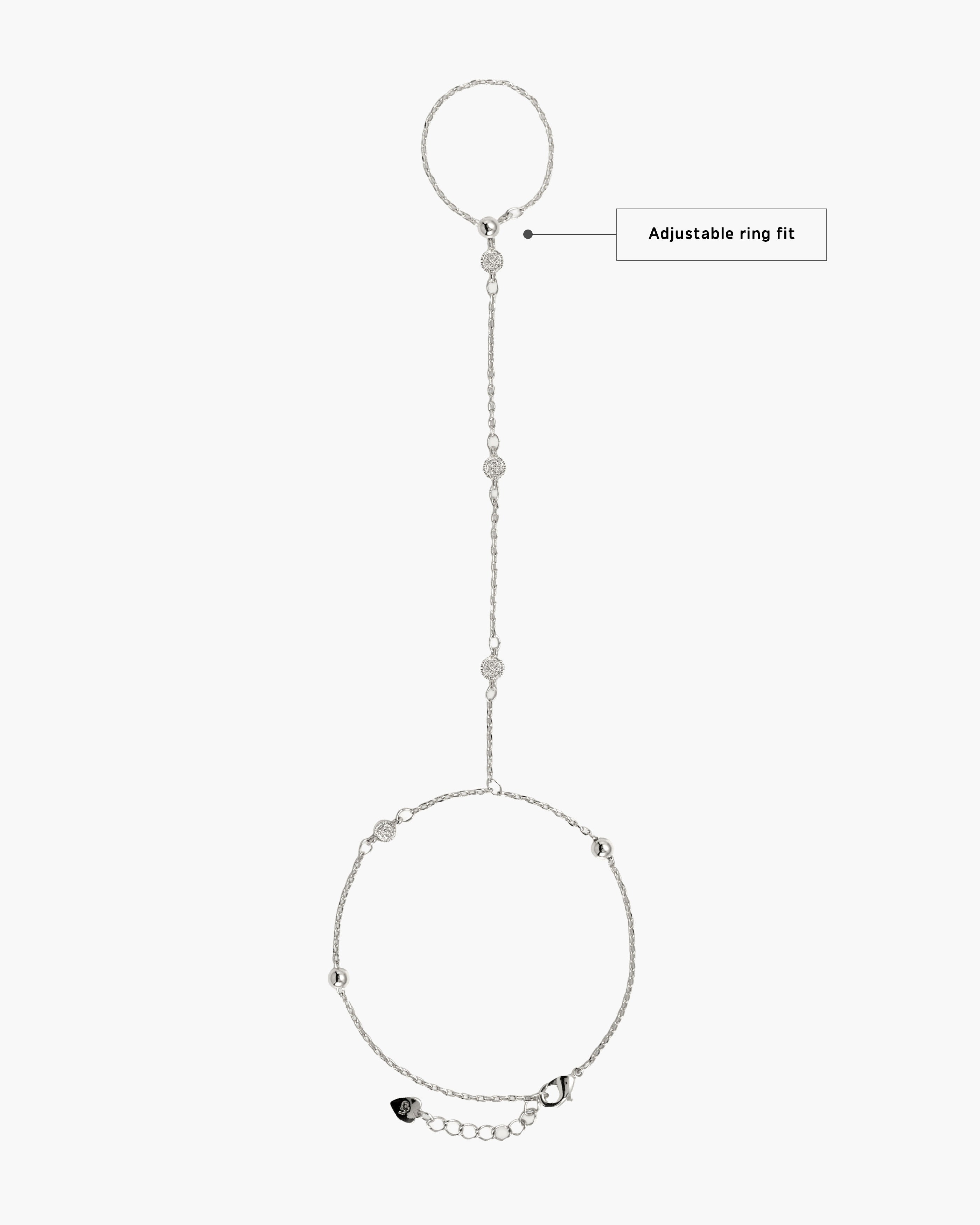 Hojas Coin Hand Chain Bracelet in Silver